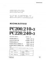 Komatsu PC200-3/PC210-3K/PC220-3/PC240-3/PC240-3K Excavator Workshop Repair Service Manual PDF download