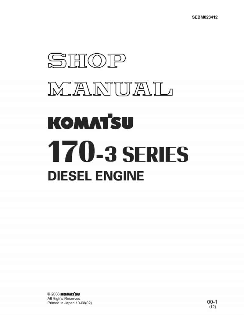 Komatsu ENGINE 170 -3 SERIES Workshop Repair Service Manual PDF download