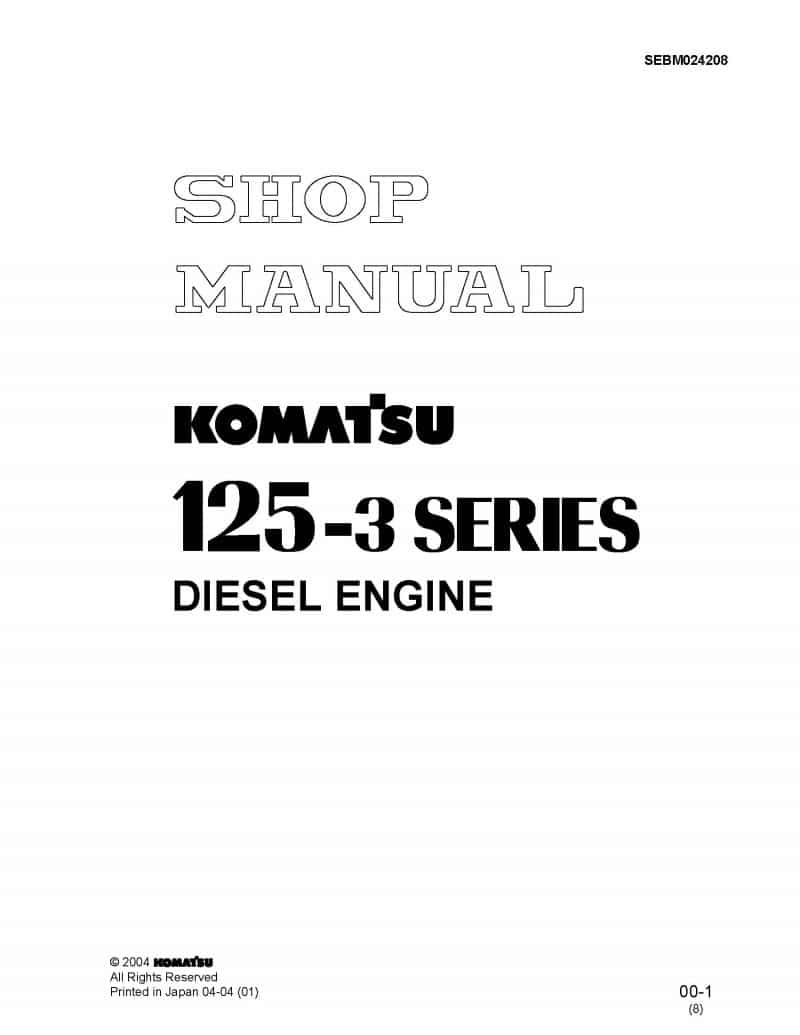 Komatsu ENGINE 125-3 SERIES Workshop Repair Service Manual PDF download