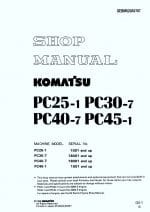 Komatsu PC25-1/PC45-1 Hydraulic Excavator Workshop Repair Service Manual PDF Download