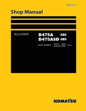 Komatsu Crawler Dozer D475A-5E0/D475ASD-5E0 Workshop Repair Service Manual PDF Download