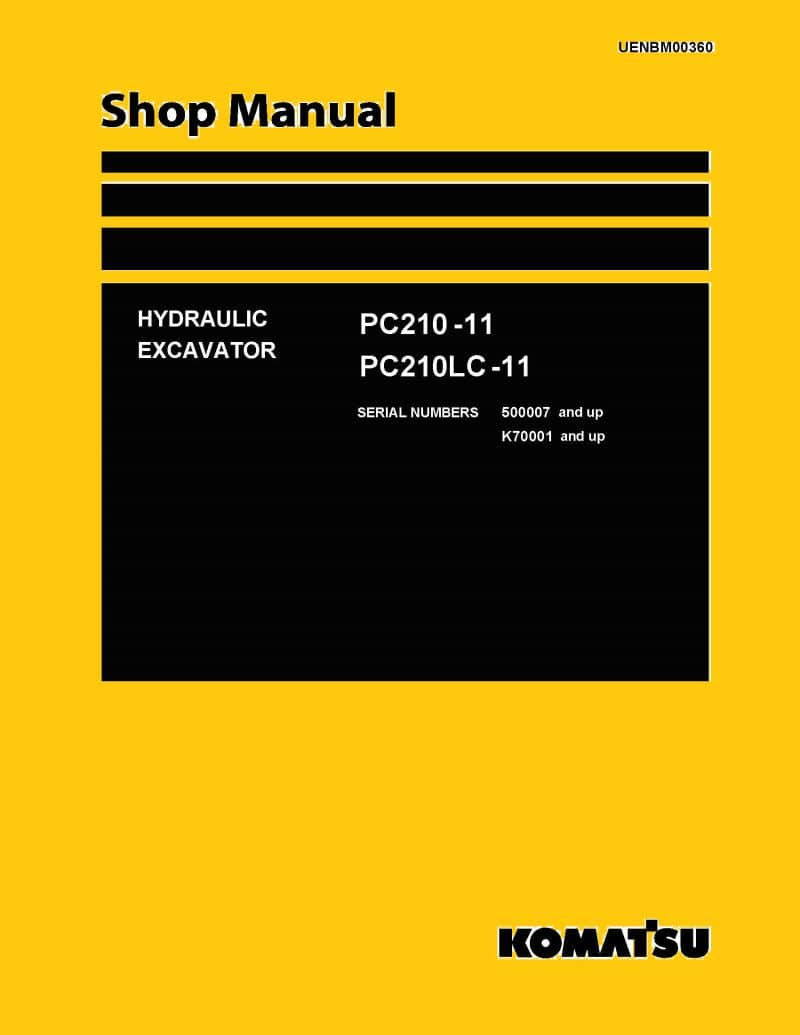 Komatsu PC210-11/ PC210LC-11 Hydraulic Excavator Workshop Repair Service Manual PDF Download