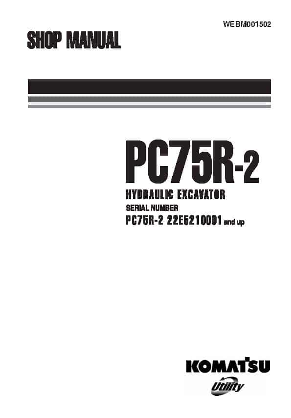 Komatsu PC75R-2 Hydraulic Excavator Workshop Repair Service Manual PDF Download