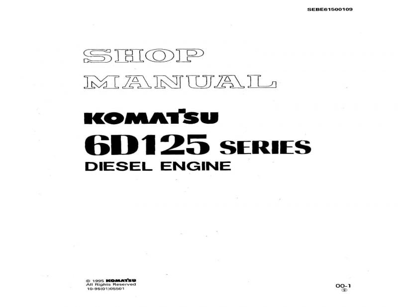 Komatsu DIESEL ENGINE 6D125 SERIES Workshop Repair Service Manual PDF Download