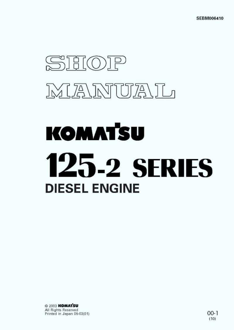 Komatsu DIESEL ENGINE 125-2 SERIES Workshop Repair Service Manual PDF Download