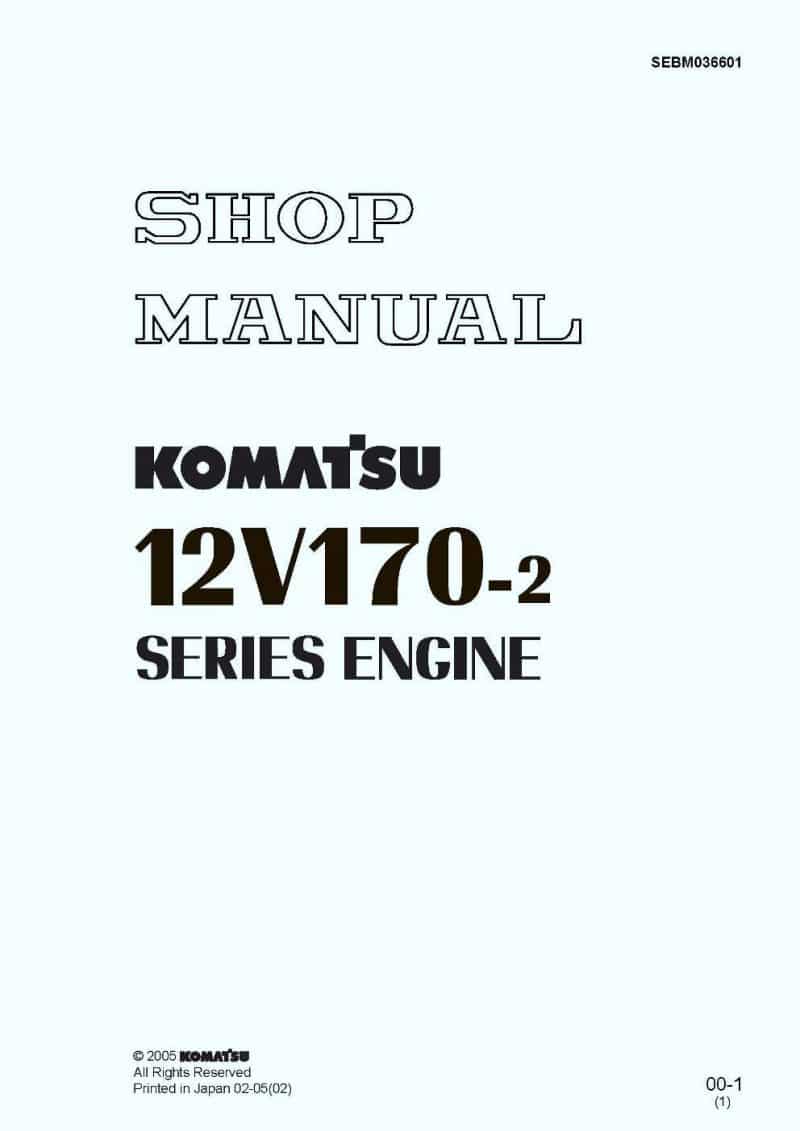 Komatsu DIESEL ENGINE 12V170-2 SERIES Workshop Repair Service Manual PDF Download