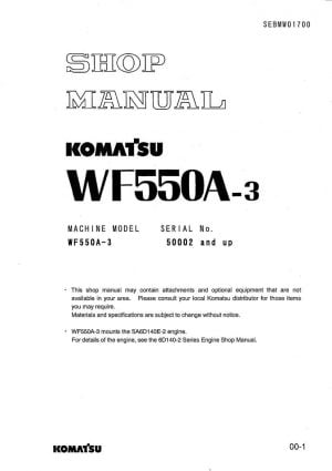 TRASH COMPACTOR WF550A-3 SERIAL NUMBERS 50002 and up Workshop Repair Service Manual PDF Download