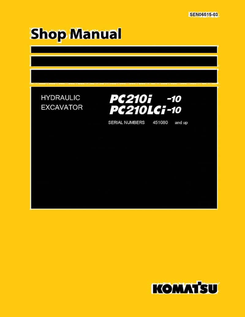 HYDRAULIC EXCAVATOR PC210i -10/ PC210LCi-10 SERIAL NUMBERS 451080 and up Workshop Repair Service Manual PDF Download