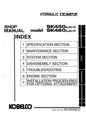 Kobelco SK450(LC)-VI/ SK480(LC)-VI Hydraulic Excavator Workshop Repair Service Manual PDF Download