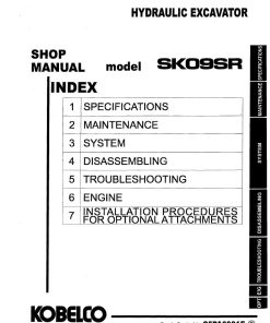 Kobelco SK09SR Hydraulic Excavator Workshop Repair Service Manual PDF Download