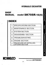 Kobelco SK70SR-1E(S) Hydraulic Excavator Workshop Repair Service Manual PDF Download