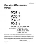 Komatsu PC25-1/ PC30-7/ PC40-7/ PC45-1 Hydraulic Excavator Operation & Maintenance Manual PDF download