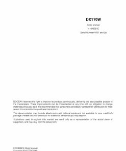 Doosan CRAWLER EXCAVATOR DX170W Workshop Repair Service Manual PDF Download