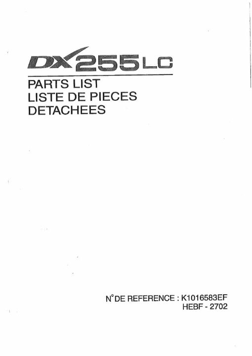 DOOSAN DX255LC Wheel Excavator Parts Manual PDF download