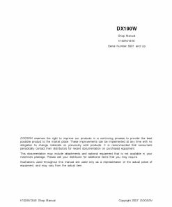 Doosan Wheel Excavator DX190W Workshop Repair Service Manual PDF Download