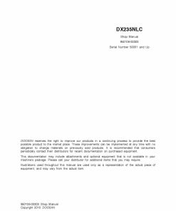 Doosan CRAWLER EXCAVATOR DX235NLC Workshop Repair Service Manual PDF Download