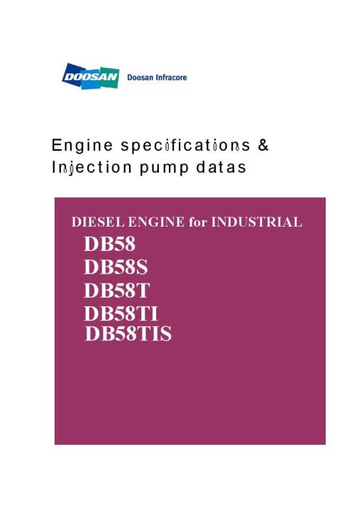 Doosan Engine DB58 Operation & Maintenance Manual PDF download Updated
