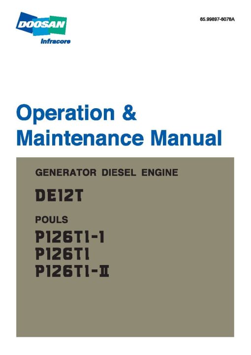 Doosan Engine P126TI- P126TI P126TI-1 DE12T Operation & Maintenance Manual PDF download