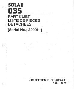 DOOSAN Solar 035 Excavator Parts Manual PDF download