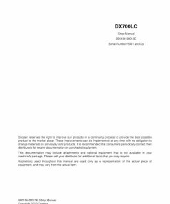 Doosan CRAWLER EXCAVATOR DX700LC Workshop Repair Service Manual PDF Download