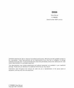 Doosan CRAWLER EXCAVATOR DX55 Shop Manual Workshop Repair Service Manual PDF Download