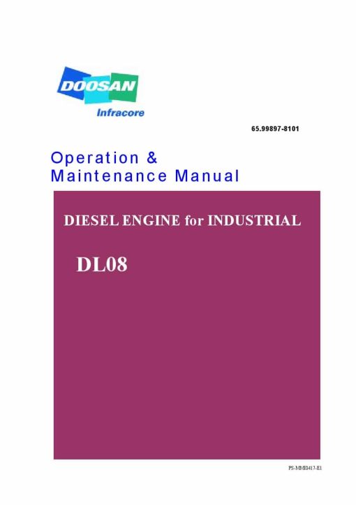 Doosan DL08 Diesel Engine for Industrial Operation & Maintenance Manual PDF download