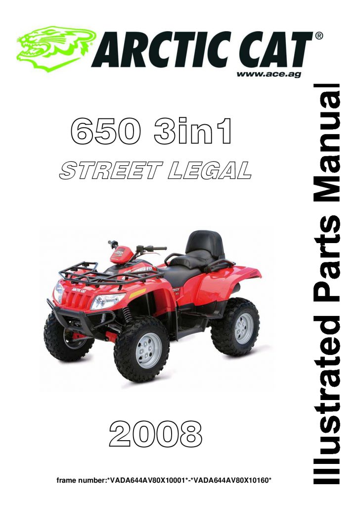 ARCTIC CAT 2008 650 TRV (3in1) Street Legal part manual PDF Download