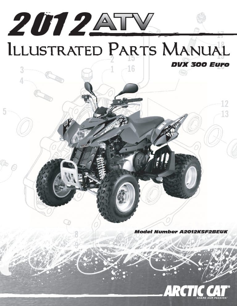 ARCTIC CAT 2012 300 DVX EU O homologated part manual PDF Download
