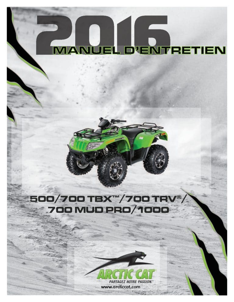 ARCTIC CAT 2016 500 700 TBX 700 TRV 700 Mud Pro 1000 Service manual PDF Download