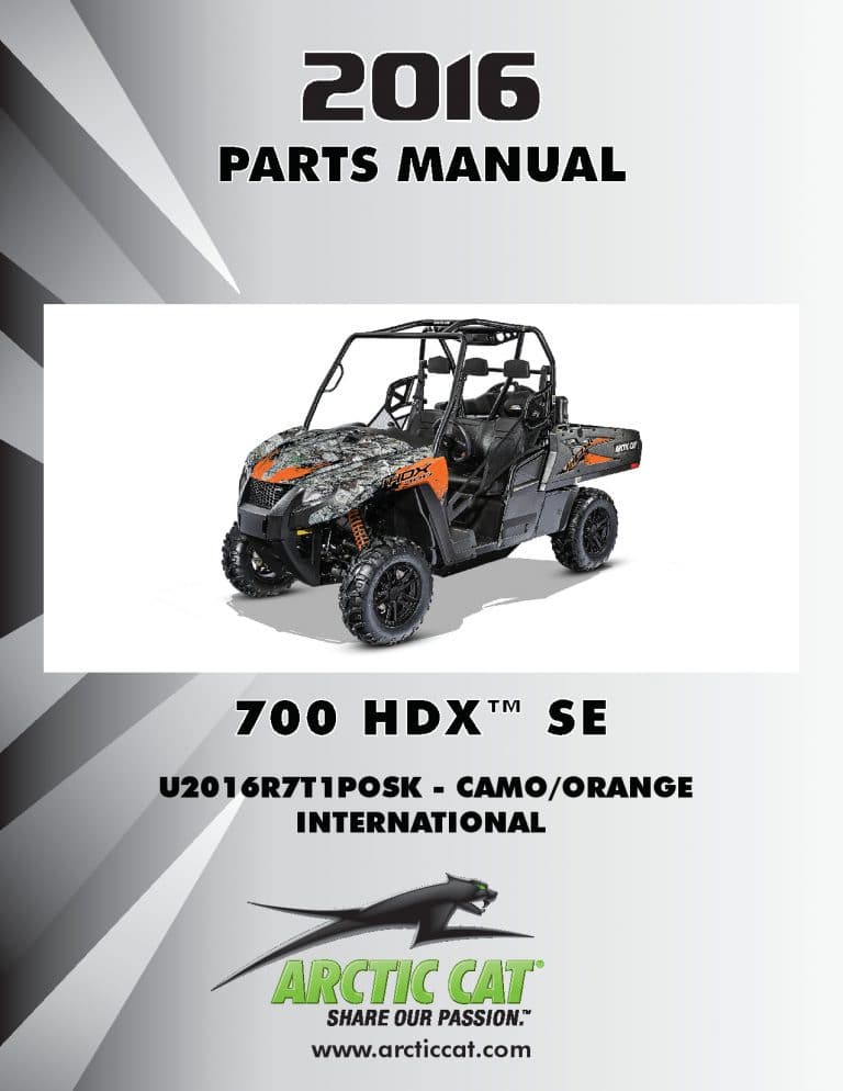 ARCTIC CAT 2016 700 HDX SE International camo & orange part manual PDF Download