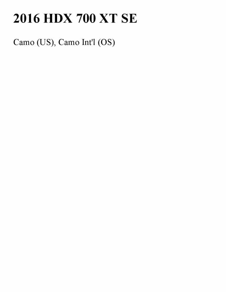 ARCTIC CAT 2016 HDX 700 XT SE part manual PDF Download