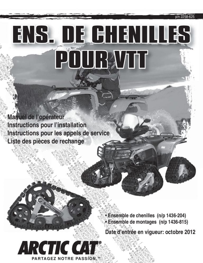 ARCTIC CAT ATV Tiger Trax - French (2258-625 or 1436-204 815) part manual PDF Download