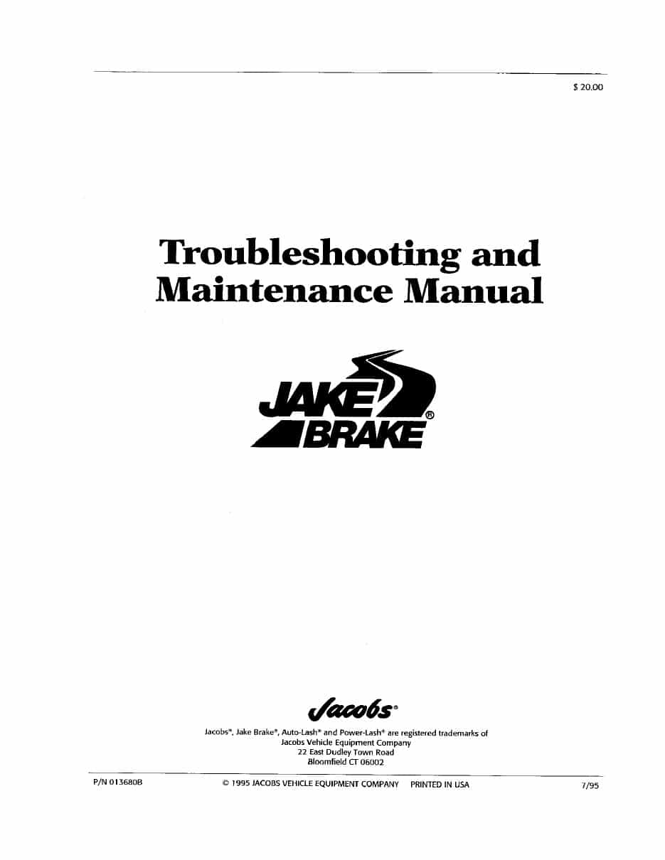 Cummins - Jacobs Brake Troubleshooting Guide Manual PDF Download