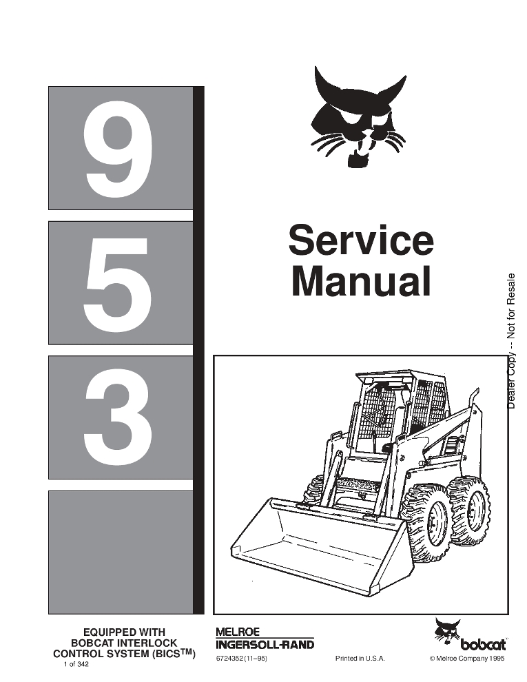 Bobcat 953 Skid Steer Service manual PDF Download - Service manual