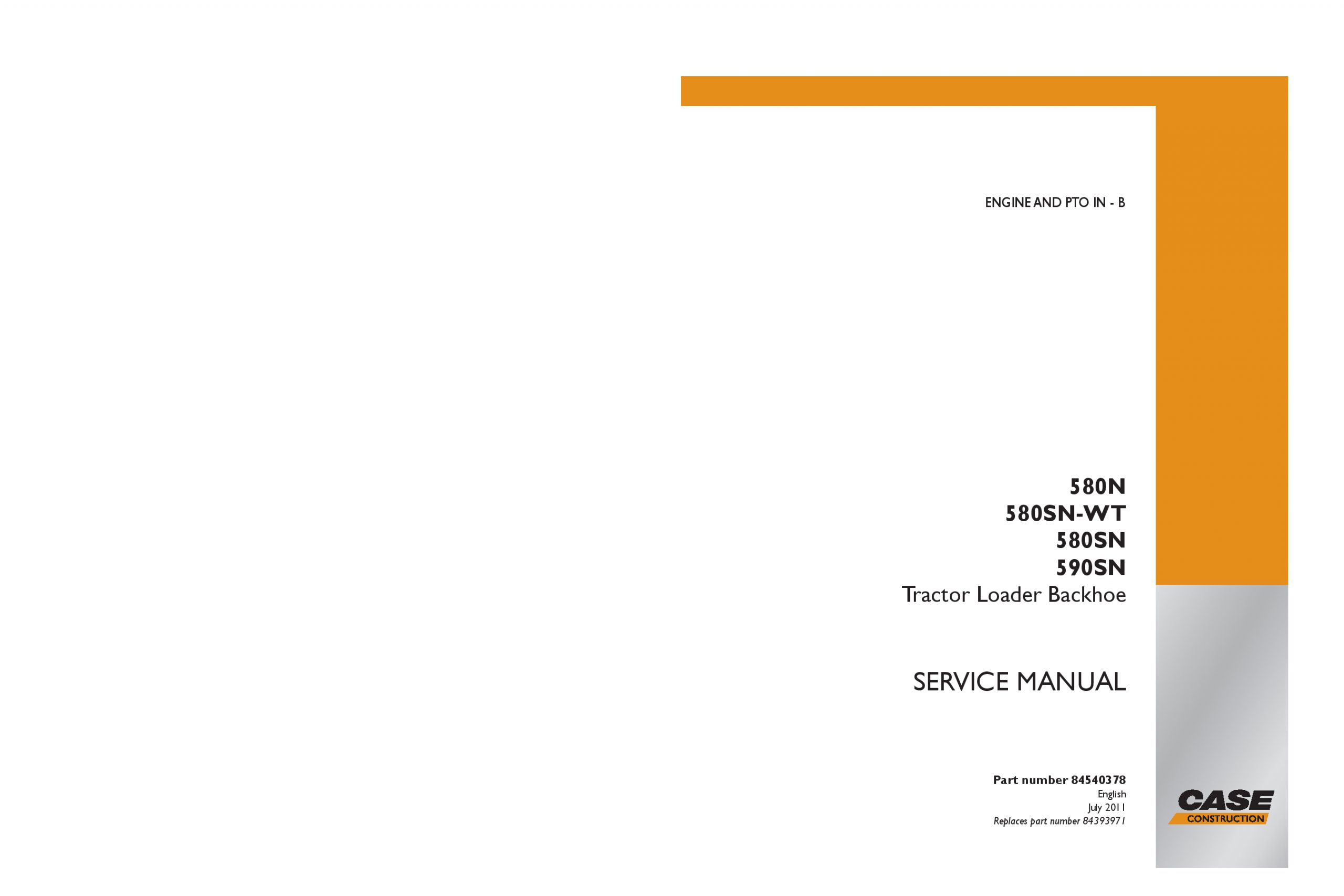 CASE 580N 580SN-WT 580SN 590SN Tractor Loader Backhoe SERVICE MANUAL PDF Download