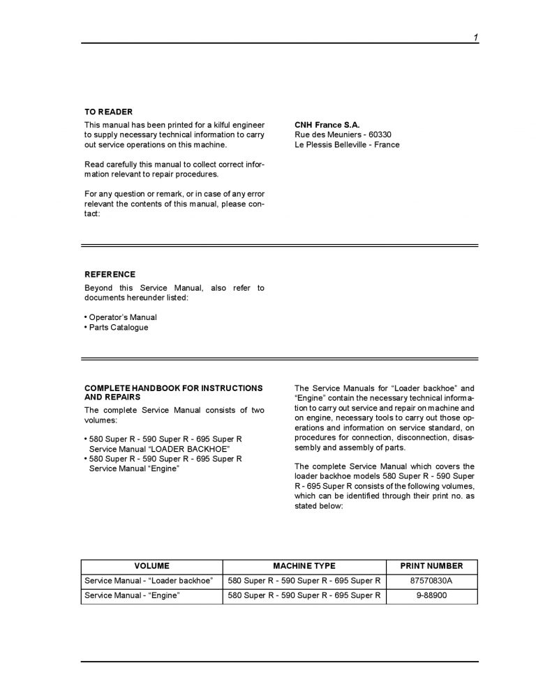 Case 580 590 695 Super R LOADER BACKHOE Service manual PDF Download