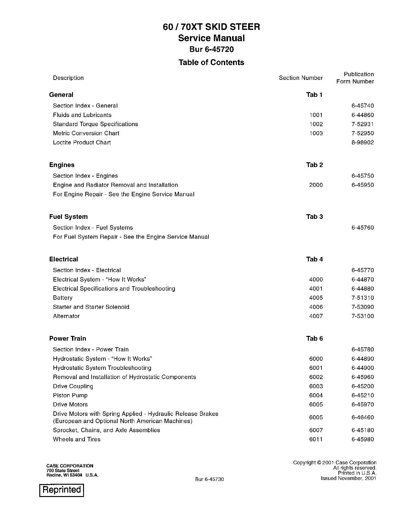 Case 60XT 70XT Skid Steer Service Manual PDF Download