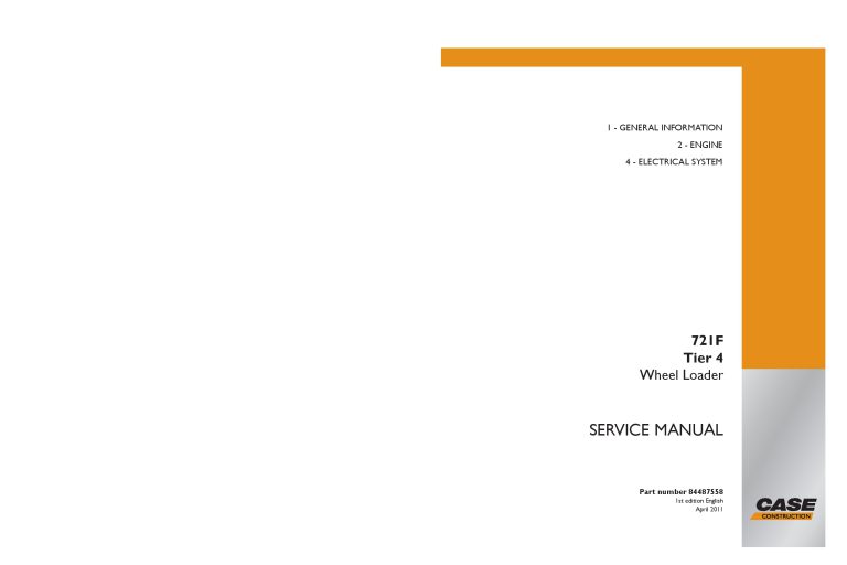 Case 721F Tier 4 Wheel Loader SERVICE MANUAL ENGINE-ELECTRICAL SYSTEM PDF Download
