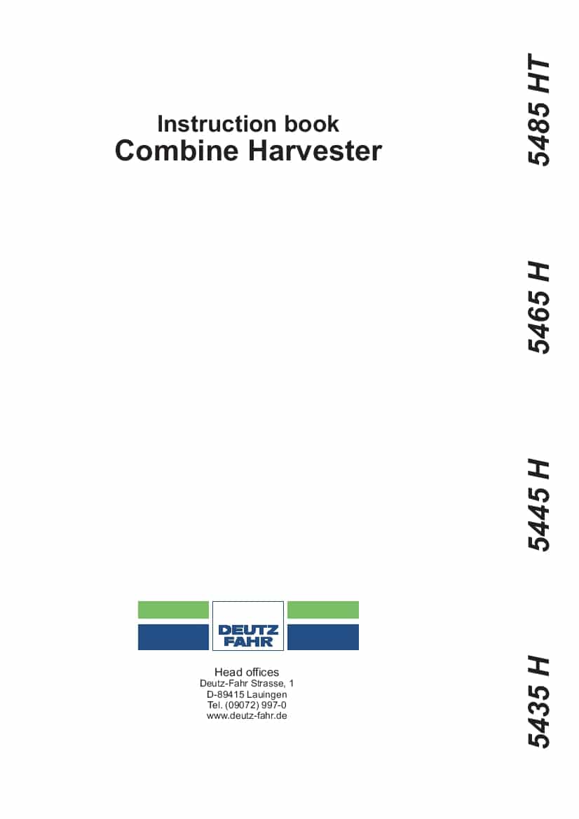 DEUTZ-FAHR 5435H-5445H-5465H-5485HT English User Manual PDF Download