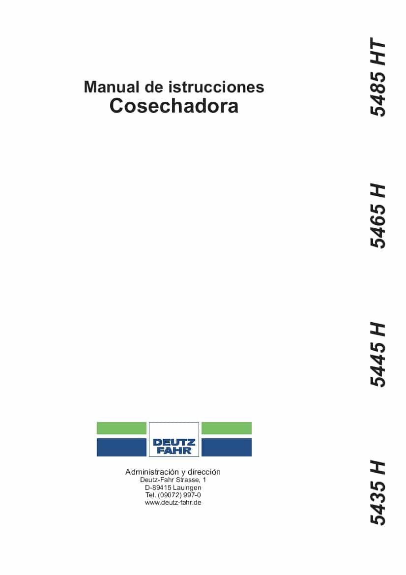 DEUTZ-FAHR 5435H-5445H-5465H-5485HT Espanol User Manual PDF Download