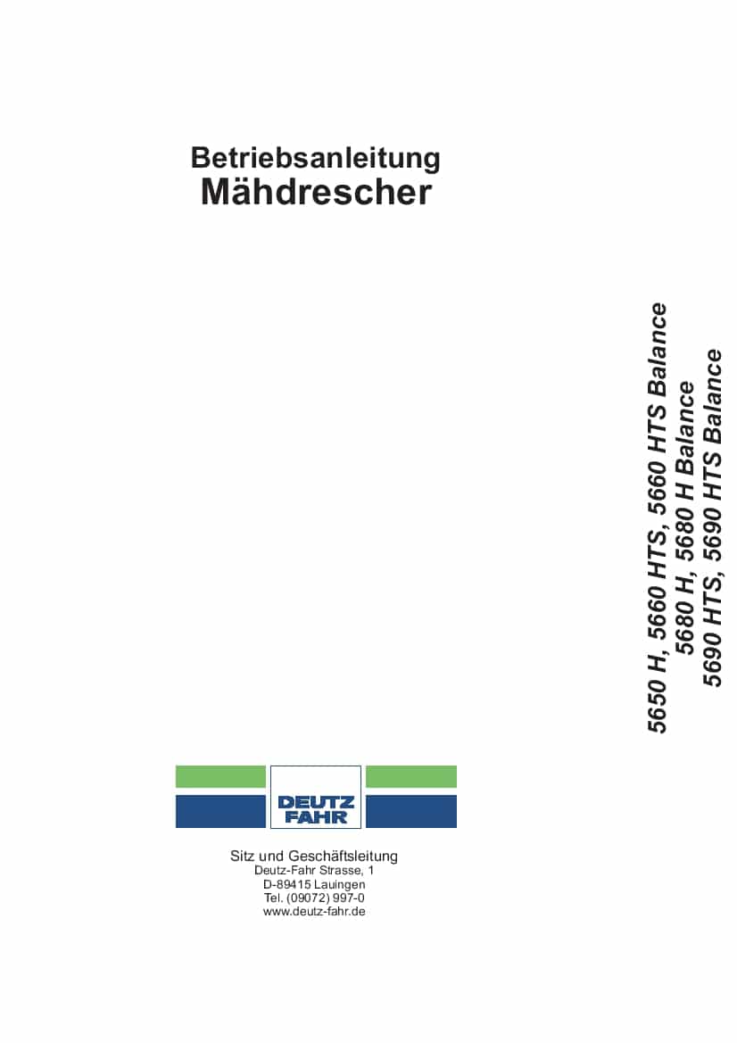 DEUTZ-FAHR 5650-5690 Balance Deutsch User Manual PDF Download