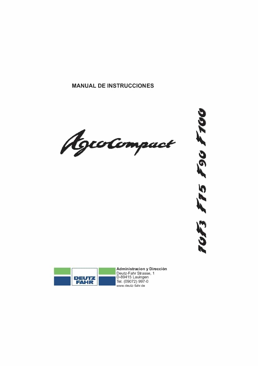 DEUTZ-FAHR AGROCOMPACT F70-F75-F90-F100 Espanol User Manual PDF Download