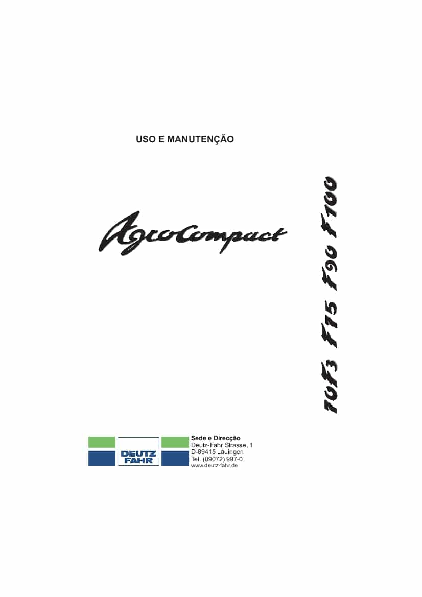 DEUTZ-FAHR AGROCOMPACT F70-F75-F90-F100 Portogues User Manual PDF Download