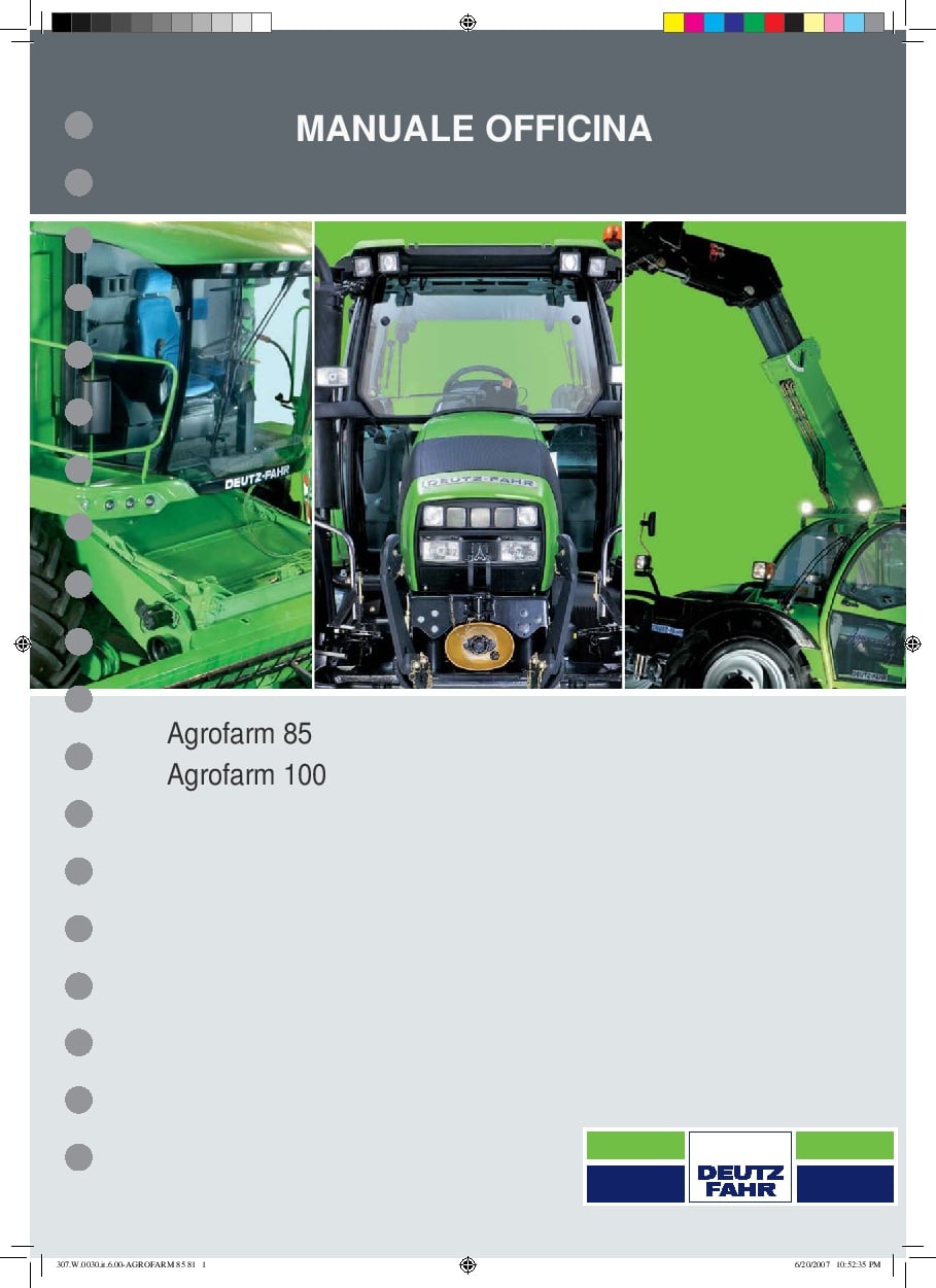 DEUTZ-FAHR AGROFARM 85 100 Italiano Service Workshop Manual PDF Download