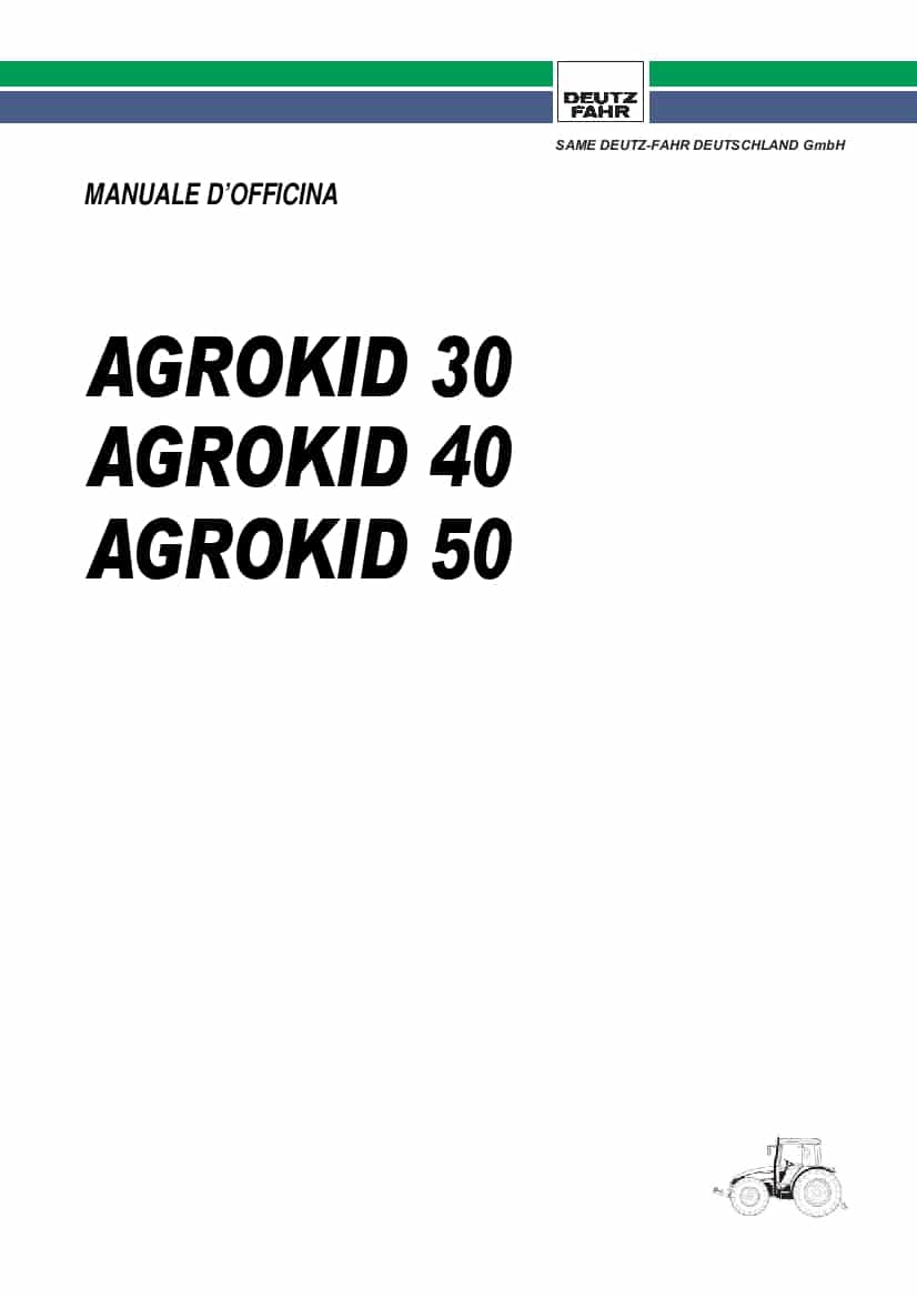 DEUTZ-FAHR AGROKID 30-40-50 Italiano Service Workshop Manual PDF Download