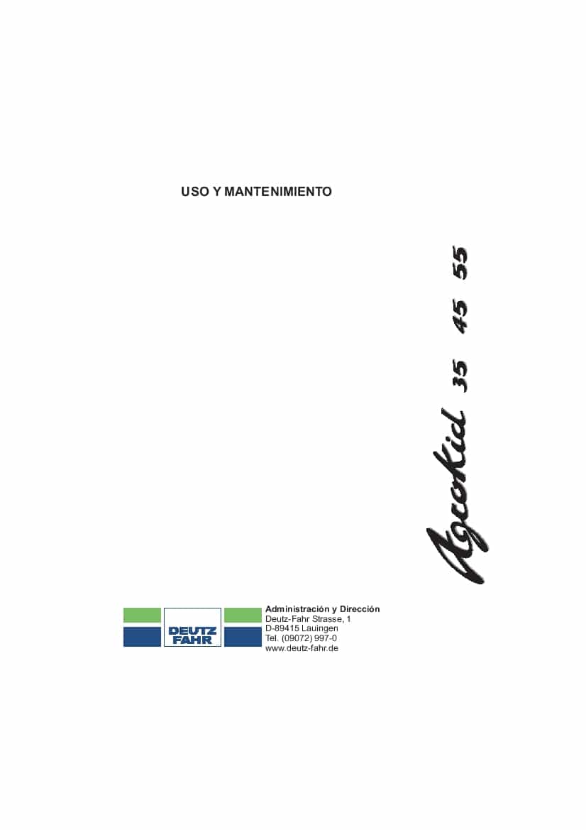 DEUTZ-FAHR AGROKID 35-45-55 Espanol User Manual PDF Download