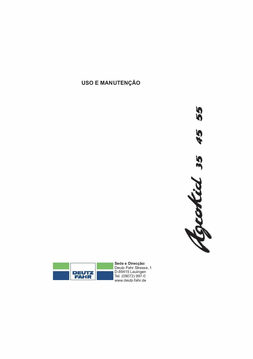 DEUTZ-FAHR AGROKID 35-45-55 Portogues User Manual PDF Download