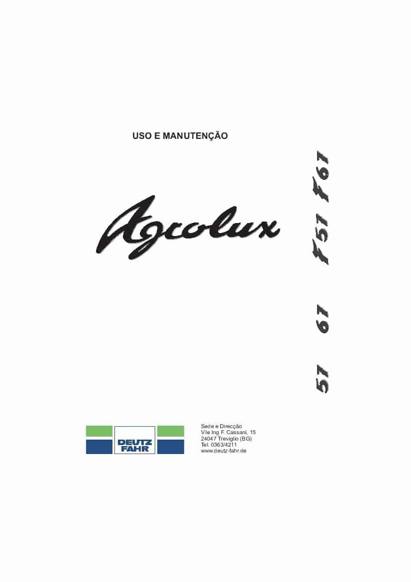 DEUTZ-FAHR AGROLUX 57-67 F57-F67 Portogues User Manual PDF Download