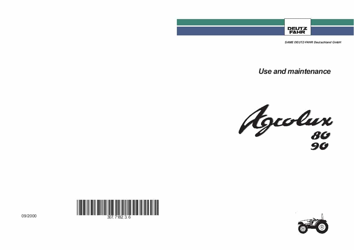 DEUTZ-FAHR AGROLUX 80-90 English User Manual PDF Download