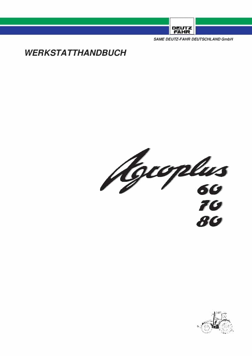 DEUTZ-FAHR AGROPLUS 60-70-80 Deutsch Service Workshop Manual PDF Download